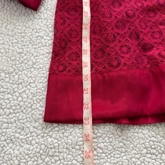 Laundry By Shelli Segal Rouge Red Lace Overlay Dress Size 4 - Picture 11 of 11